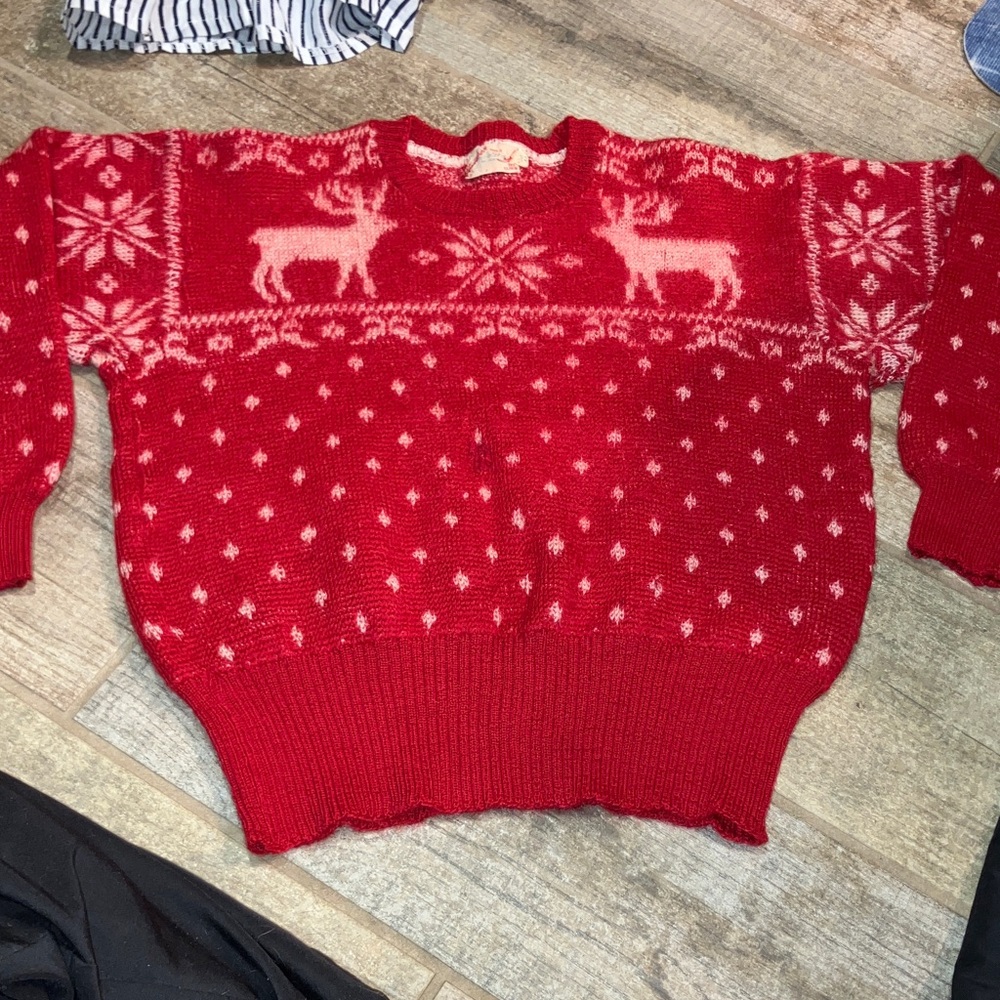 Vintage 40s Jantzen Moose Novelty Art Pullover Sweater Size 44 Red RARE